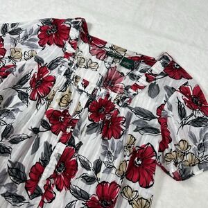 Lemon Grass Studio Short Sleeve Square Neck Pleated Floral 2X Summer Cottagecore